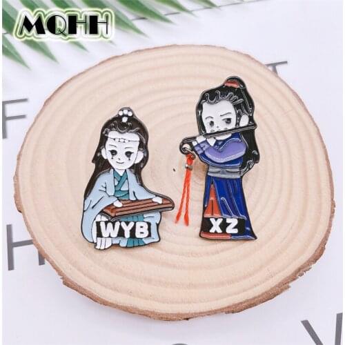 Creative Fun Film and Television Characters Enamel Brooch Cartoon Avatar Musical Instrument Dizi Qin Pins Alloy Badge Jewelry