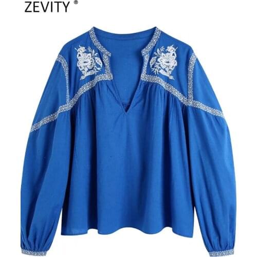 Женские синие рубашки ZEVITY China At AliExpress