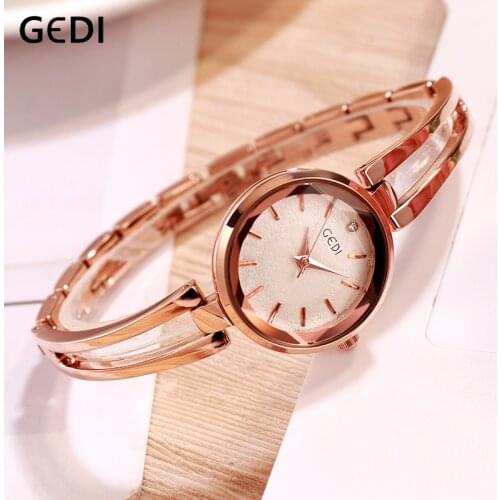 GEDI Unique Bracelet Women Watch Elegant Bracelet Ladies Watches Stainless Steel Woman Wrist Watch Fashion Waterproof Clock