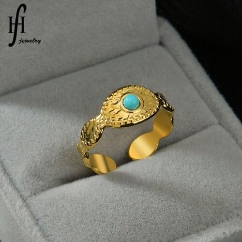 New Women Jewelry Personality Texture Open Ring Golden Retro Fashion Simple Ring Titanium Steel Temperament Jewelry Gift