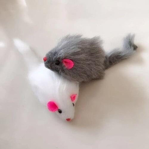 1/2/5Pcs False Mouse Cat Pet Toys Long-haired Tail Mice With Sound Rattling Soft Real Rabbit Fur Sound Squeaky Toy For Cats Dogs