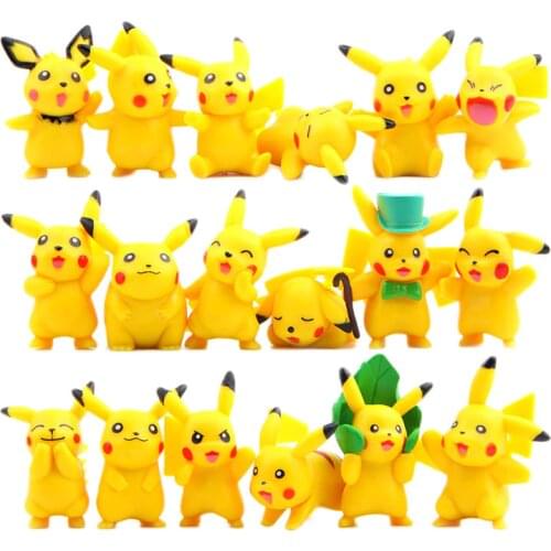 18pcs /Set Japanese Anime Characters Pvc Cake Decorating Figures 4cm Pokemon Figures Pikachu Model Kids Toys