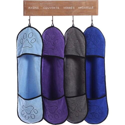 2019 New Pet Dog Bath Towel Microfiber Ultra-Absorbent Cat Small Dogs Drying Towel Blanket With Pocket For Large Dogs Bathrobe