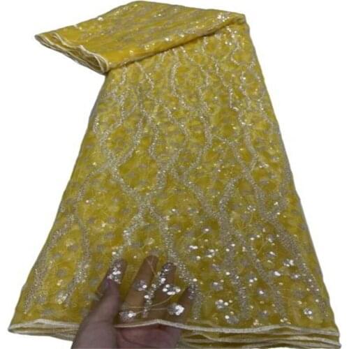 2021 Pink Latest Beads African Sequins Lace Fabric French Mesh Laces High Quality 2021 Lace Nigerian Lace Fabric For Party