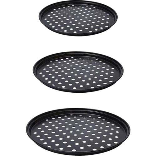 3Pcs Pizza Trays,Pizza Pans with Holes for Oven,Non-Stick Perforated Pizza Baking Set,26/28/32cm