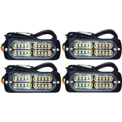 4PCS 12-24V 20-LED Warning Caution Hazard Construction Waterproof Strobe Light Bar with for Car Truck SUV