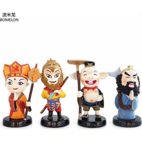 4PCS/set Journey To The West Kawaii Mini Resin Doll Tang Monk/Monkey King Anime Toy Figures China Ethnic Dolls Children Toys