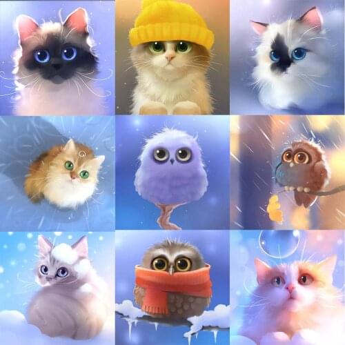 5D DIY Diamond Painting Animals Cartoon Cat,owl Full Drill Square Drill Diamond Embroidery Mosaic Home Decoration Kids Gift