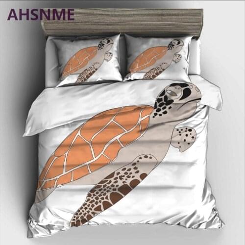 AHSNME Simple White Background with Big Turtles Bedding Set High-definition Print Quilt Cover for RU AU EU US Size Market