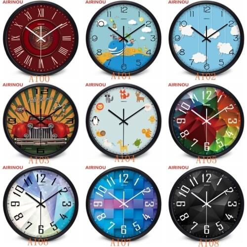 Airinou Original Design Promotion Discount Super Silent Glass Metal Large Decorative Wall Clock 12inch
