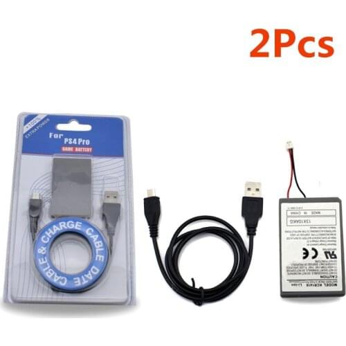 2Pcs/Lot PS4 PRO Battery 2000mAh Battery+USB Charger Cable for Sony Wireless Controller Li-Ion Lithium Replacement Batteries