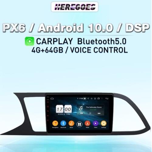 Carplay PX6 DSP Android 10.0 Car Multimedia Video Player For SEAT LEON 2013 - 2020 GPS Navigation Voice Control 4G LTE BT Radio