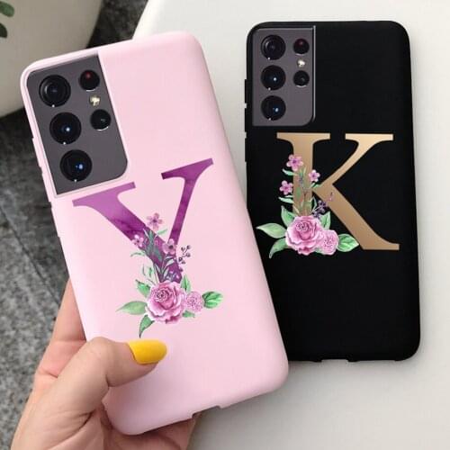 For Samsung Galaxy S21 Ultra 5G Case Letters A To Z SM-G998B Anti-knock Cellphone Coque Case For Fundas Samsung S21 S 21 Ultra