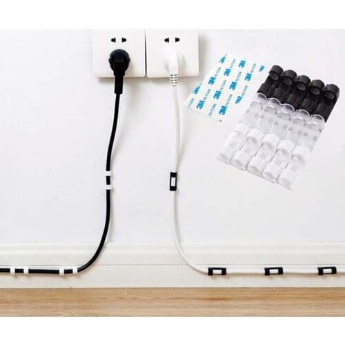 Cable Organizer Clips Self Stick Wire Organizer Clamp Management Desktop & Workstation ABS Wire Manager Cord Holder Line Winder