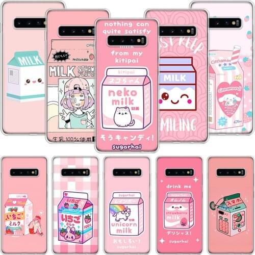 Kawaii Japanese Strawberry Milk Box Phone Case For Samsung Galaxy A51 A71 A70 A50 A40 A30 A20E A10 A01 A21 A41 A20S A6 A7 A8 A9