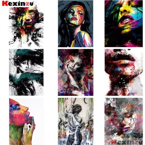KEXINZU Diamond Painting Woman Wall Stickers Diamond Embroidery Mosaic Portrait Cross Stitch Decoration For Home