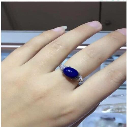 Natural Lapis ring Free shipping Natural real Lapis 925 sterling silver Ring Per jewelry 8*10mm