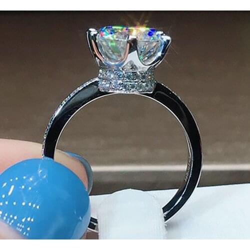 10K Au417 White Gold Women Wedding Party Engagement Ring 1 2 3 4 5 Carat Round Moissanite Diamond Ring Crown Trendy Elegant Gift
