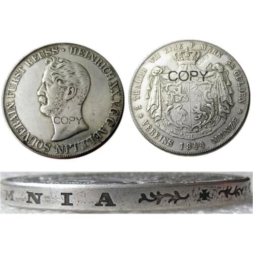 1844 German 2 Thaler- Heinrich XX Silver Silver Plated Copy Coin DE(02)
