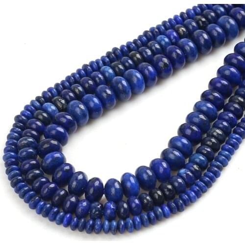 Natural Lapis Lazuli Round Beads Rondelle Loose Spacer Beads For Jewelry Making Bracelet Charms Accessories 15"4/6/8mm