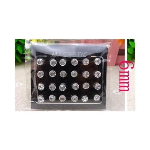 LEMOER 12pairs/lot 4/5/6mm Circle Crystal Rhinestone Magnet Stud Earring Magnetic Earrings Magic Unisex Lovers Stud Earrings