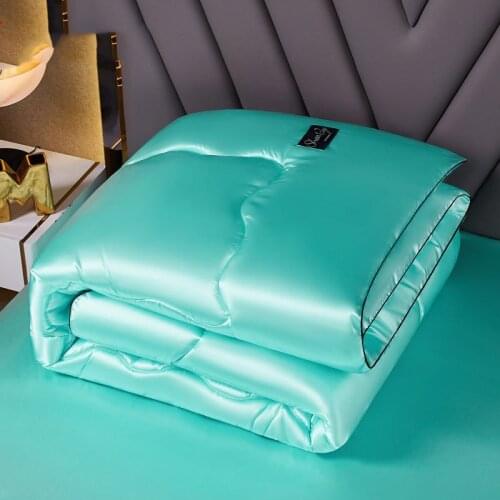 New Summer Ice Silk Air Conditioning Thin Quilt Adult Kids Home Textiles High Density Luxury Bedding Queen Washable