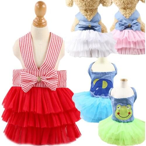 Summer Pet Dog Clothes Dresses for Dog Chihuahua Wedding Dress Skirt Cat Puppy Clothing Spring Dresses for Dogs Jean Pet Clothes