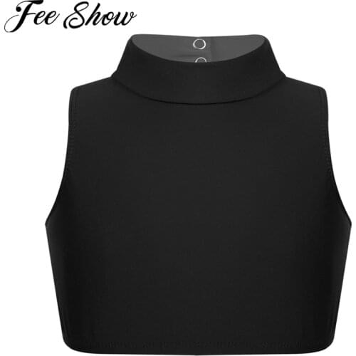 Girls camisole Kids Sleeveless Mock Neck Criss Cross Back Tanks Bra Tops Crop Top for Ballet Dance Stage Performance Workout