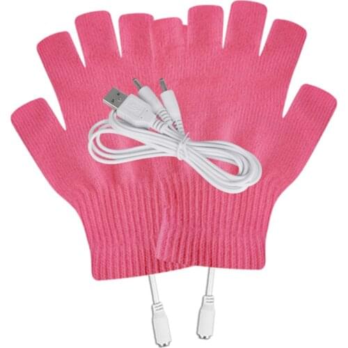 Laptop Women Men Usb Heated Mitten Full&Half Finger Winter Warm Knit Hand Gloves Electric Heating Gloves Thermal Gloves Z0331
