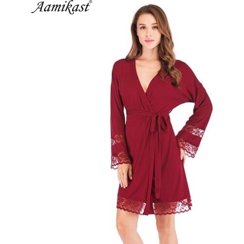 Aamikast Fashion Modal Bride Robe Sexy Women Short Satin Wedding Kimono Robes Sleepwear Nightgown Dress Woman Bathrobe Pajamas