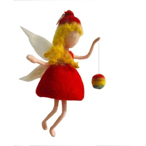 Needle Felting Kit for Beginners Rainbow Princess, Gift for Mom, Felting Mat, Felting Needles, Video Manual, Height 10cm (4")