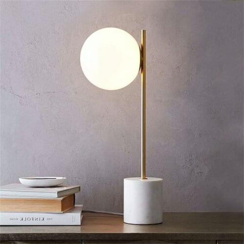 Marble glass table lamp white ball post modern simple hotel bedroom Nordic living room decorative table lamp