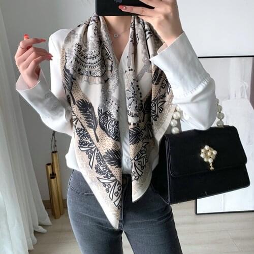 2021 new spring women scarf quality shawl silk fashion scarf headscarf beach sunscreen bag headscarf scarf 90cm*90cm