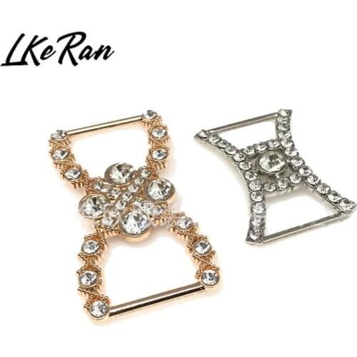 NEW 5Pc Double Rod 2cm "H" Shape Rhinestone Slide Buckles Crystal Decor Wedding Fit Ribbon And Shoe Belt Clothin Buckles Fitting