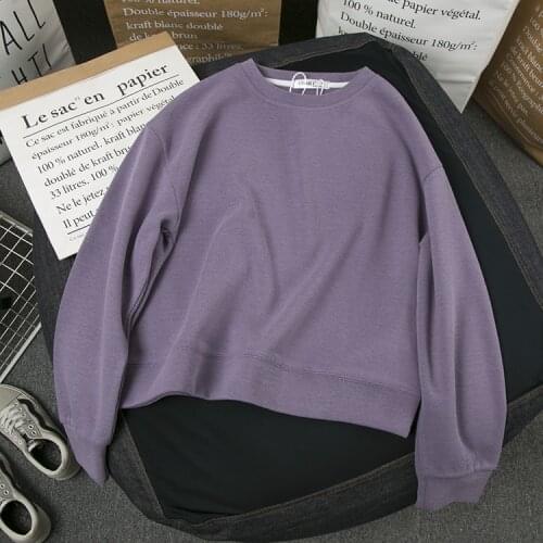 Obrix Female Cotton Casual Pullover O-Neck Full Sleeve Loose None-Liner Sweatshirt For Women