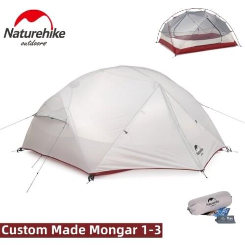Naturehike Custom Mongar 1-3 People Waterproof Double Layer Outdoor Tent Aluminum Rod Gray Ultralight Hiking Camping Tents Mat