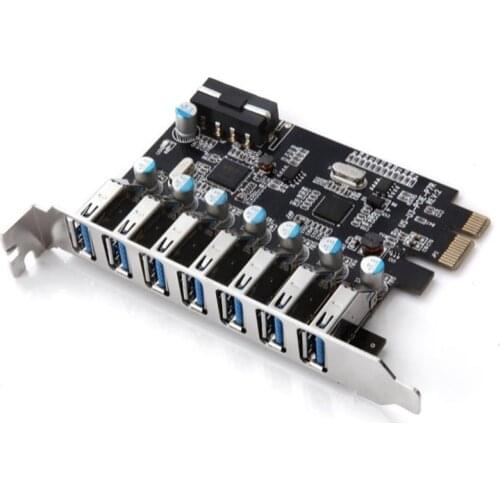 PCIe to USB 3.0 7-Port PCI Express Expansion Card PCI-E USB3.0 Hub with 4Pin Interface Support for Windows 10,8.1,8,7,X