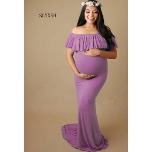 Pregnant women blue Red Maternity Dresses Photography Props Elegant Pregnancy Clothes Maternity Dresses For pregnant Photo Shoot