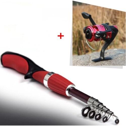 Portable Mini 1.4M Ultralight Telescopic Ice Rock Fishing Rod + Spinning Fishing Reel Sets