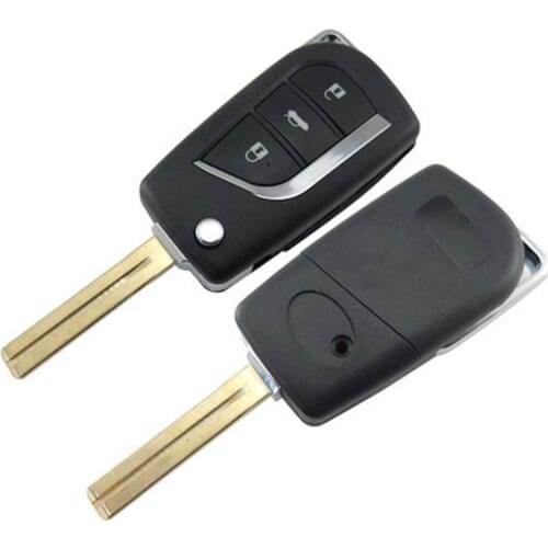 KEYECU High Quality Replacement Modified Folding Flip Remote Key Shell Case Fob 3 Button for Toyota Crown Reiz Uncut TOY48 Blade