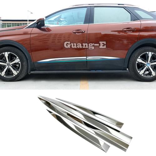 Car Styling Stainless Steel Side Door Body Bar Trim Stick Strip Molding For Peugeot 4008 3008 GT 3008GT 2016 2017 2018 2019 2020