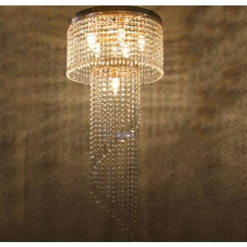 LED Crystal Pendant Light Circular Large Luxury Modern Fashion Living Room Lamps Restaurant Penthouse Floor Hall Stairs Light