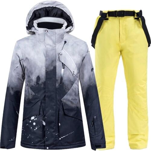 -30 degrees Women Snow Wear Warm Snowboarding suit sets Waterproof Windproof Winter costume Ski Jacket and strap Snow pant set