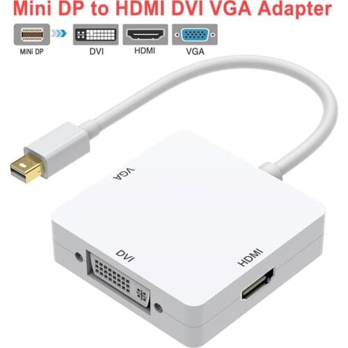 3 in 1 Mini DP to HDMI DVI VGA Triple Adapter Cable for Apple iMac MacBook Pro Air DP Display Port Converter Thunderbolt