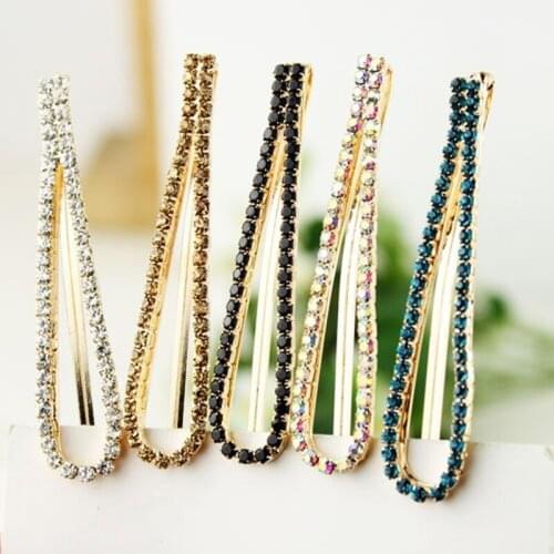 U-shape Purple Red Blue White Champagne Rhinestone Hollow Alloy Hair Clips & Pins Headwear Hair Accessories for Women