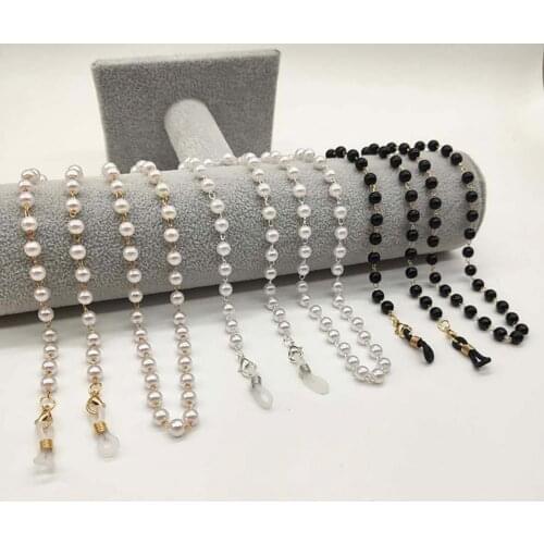 Comfortable Eyewear Retainer Eyeglass Chain Multi-use Faux Pearl Stylish Bright-colored Eyewear Lanyard for Party