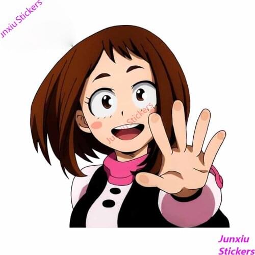 Uraraka Peek My Hero Academia Funny Car Sticker Refrigerator Windshield Window Camper Truck Anime Decal Decoration PVC13x13cm