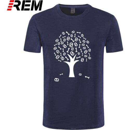 REM Funny Binary Tree Computer Coding Cotton Short Sleeve Computer Science Programmer Engineer T Shirts O-Neck Harajuku T-shirt