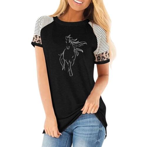 New Creative Horse Women Cotton Casual T-shirt Clothing animals Tees Short Sleeve O-neck Womens t shirt