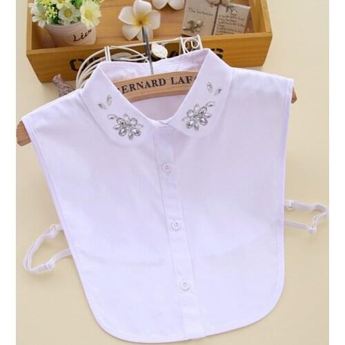 Women Shirt Fake Collars Blouse Tops Removable Half Shirt Detachable Collar Female White Solid Color Sweater False Collars Decor